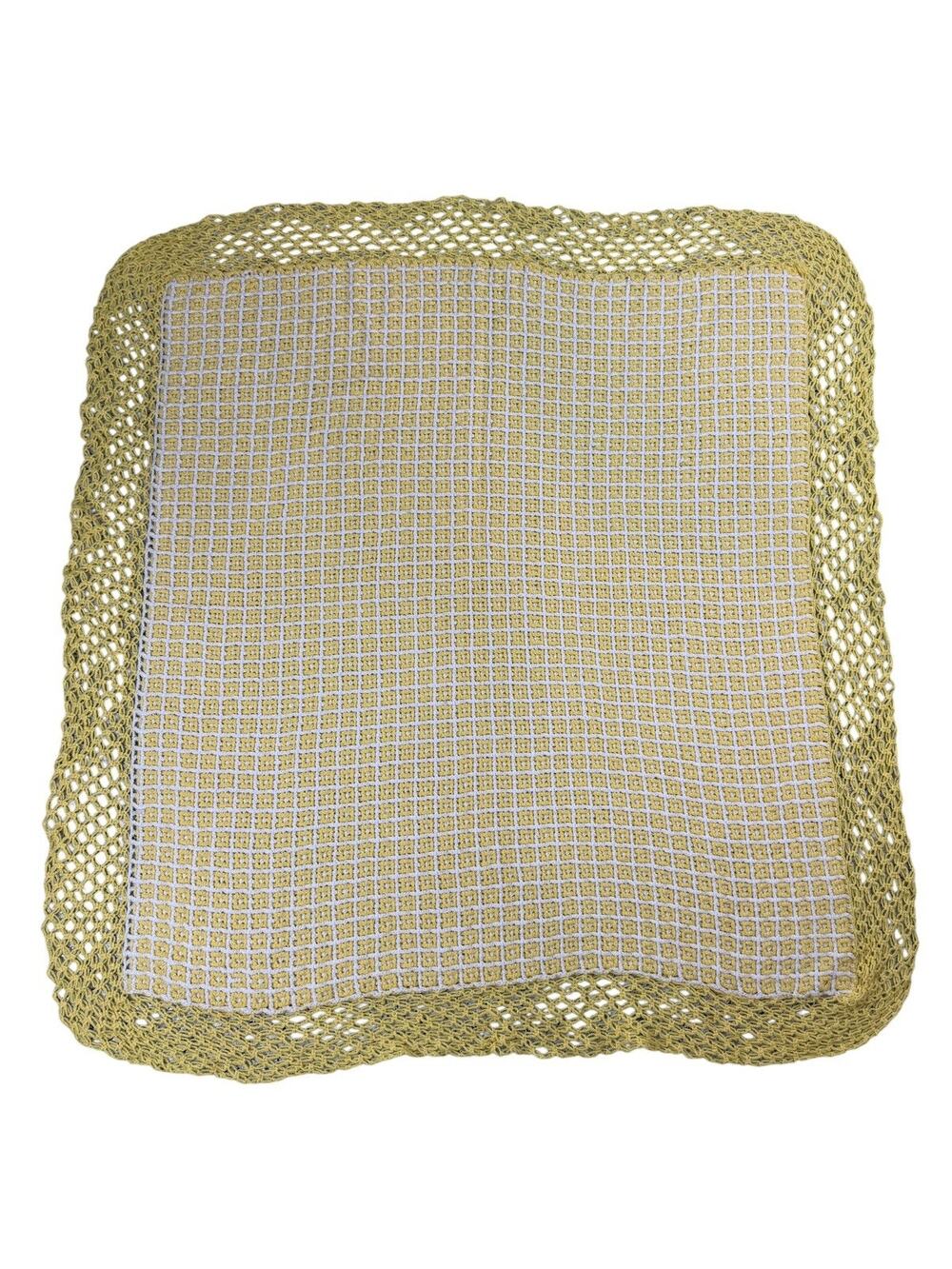 Hand Crocheted Baby Afghan/Blanket Butter Yellow Scalloped Edges Soft Cozy VTG
